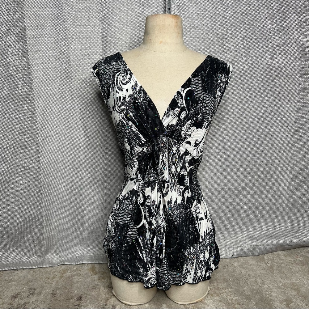 Brittany‎ Black Monochrome Patterned Blouse